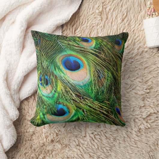 Peacockveren. Peafowl macrofoto. Kussen (Deken)