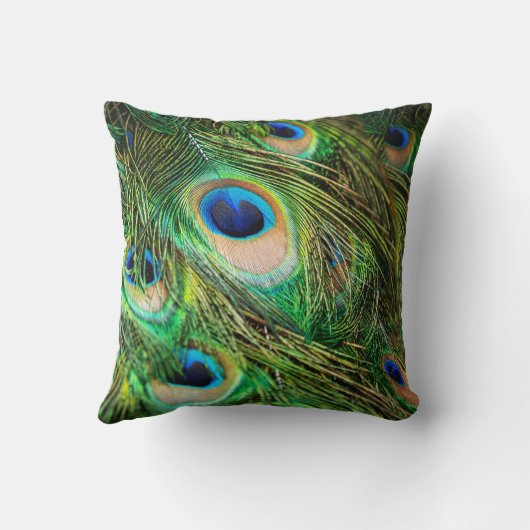 Peacockveren. Peafowl macrofoto. Kussen (Achterkant)