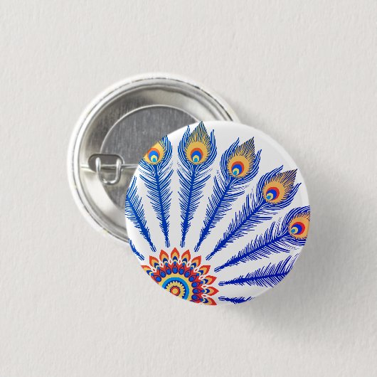 Peacockveren Ronde Button 3,2 Cm (Voorkant /achterkant)