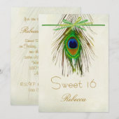 Peacockveren Sweet 16 Uitnodiging (Voorkant / Achterkant)
