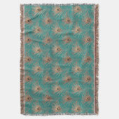 Peacockvetherpatroon glitter blauwgroen goudelegan deken (Voorkant Verticaal)