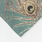 Peacockvetherpatroon glitter blauwgroen goudelegan fleece deken (Hoek)