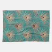 Peacockvetherpatroon glitter blauwgroen goudelegan theedoek (Horizontaal)