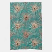 Peacockvetherpatroon glitter blauwgroen goudelegan theedoek (Verticaal)