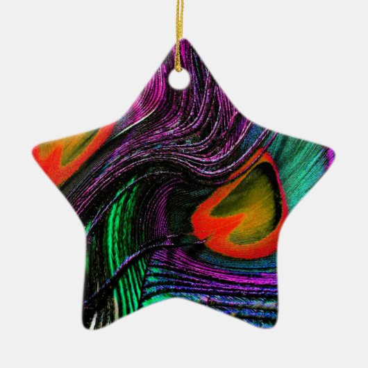 Peacockvetherregenboog Keramisch Ornament (Voorkant)