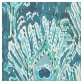 Peacocky Feather Blauwgroen Waterverf Stof (Close Up)