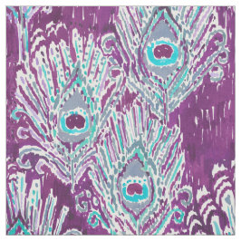 Peacocky Feather Plum Waterverf Stof