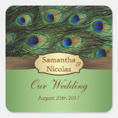 Peacok veren Bruiloft Sticker (Voorkant)