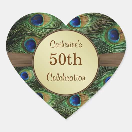 Peacok's veer 50th Birthday Celebration Sticker (Voorkant)