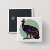 Peafowl: Impressionistisch Congo Hen Vierkante Button 5,1 Cm (Voorkant /achterkant)