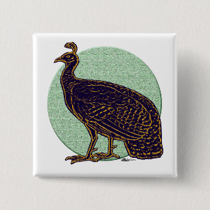 Peafowl: Impressionistisch Congo Hen Vierkante Button 5,1 Cm