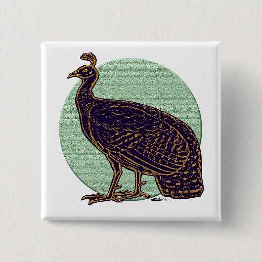 Peafowl: Impressionistisch Congo Hen Vierkante Button 5,1 Cm (Voorkant)