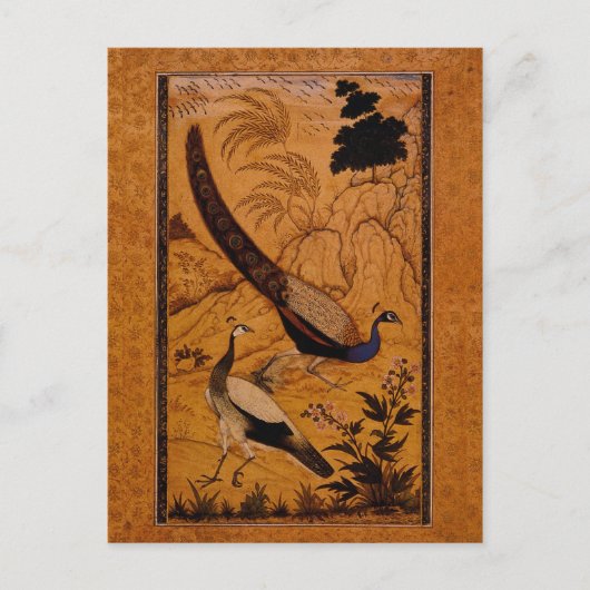 Peafowl in een landschap van Ustad Mansur Briefkaart (Voorkant)