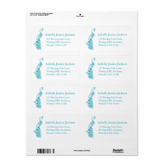 Peafowl / pauw antwoord label (Full Sheet)