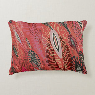 peafowl rood decoratief naadloos patroon accent kussen