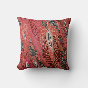 peafowl rood decoratief naadloos patroon kussen