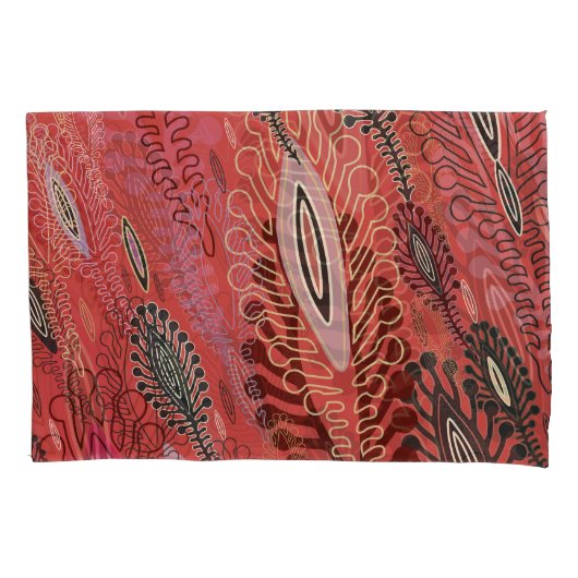 peafowl rood decoratief naadloos patroon kussensloop (Voorkant)