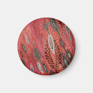 peafowl rood decoratief naadloos patroon magneet