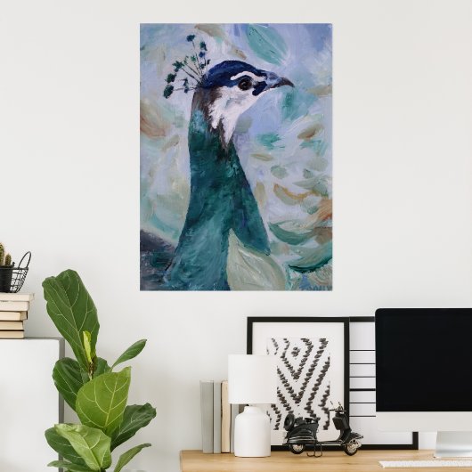 Peahen Portrait Poster (Thuiskantoor)