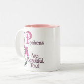 Peahens zijn ook mooi! tweekleurige koffiemok (Voorkant links)