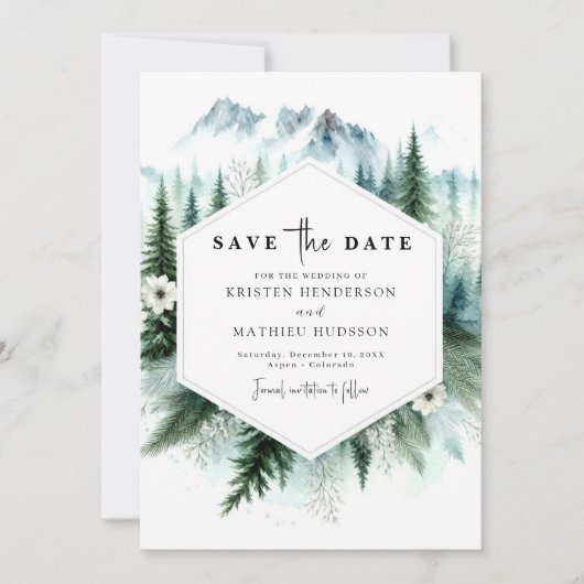Peak Custom Mountain Wedding Save The Date (Voorkant)