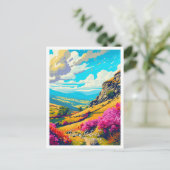 Peak District Engeland vintage reisillustratie Briefkaart (Staand voorkant)