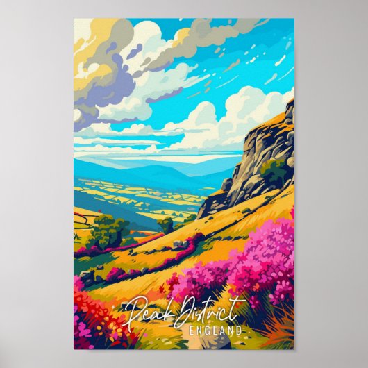 Peak District Engeland vintage reisillustratie Poster (Voorkant)
