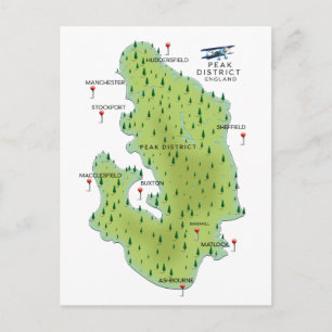 Peak District England Map Briefkaart