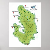 Peak District England Map Poster (Voorkant)