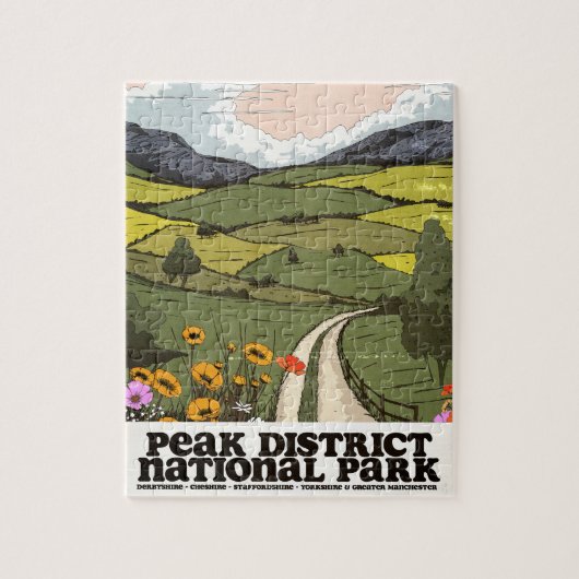 Peak District National Park vintage reisposter. Legpuzzel (Verticaal)