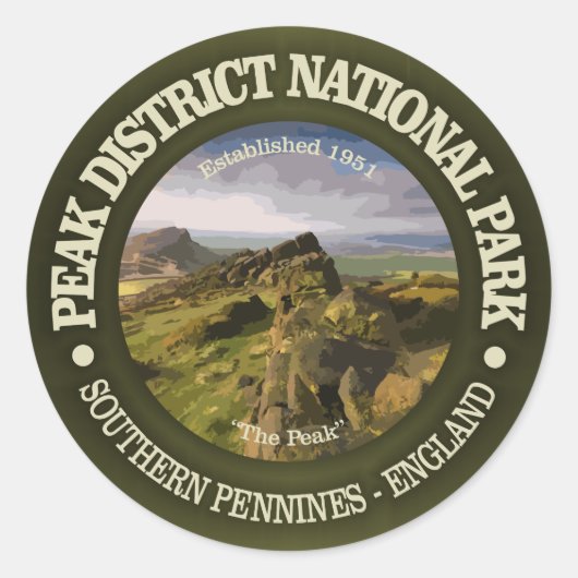 Peak District NP Ronde Sticker (Voorkant)