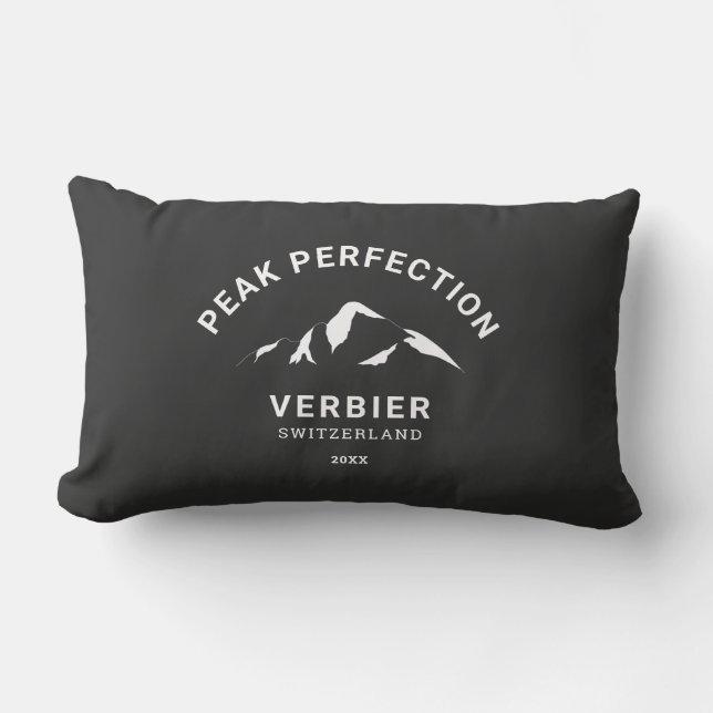 Peak Perfection Winter Ski Snowboard Resort Crest Kussen (Voorkant)