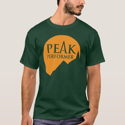 Peak Performer mannen logo sinaasappel op groen t T-shirt (Voorkant)