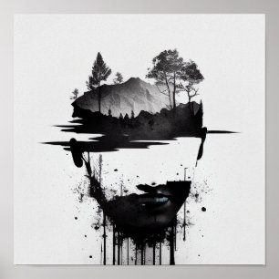 "Peak Persona" — Abstract digitaal inktbordpapier Poster