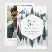 Peak unieke berg bruiloft save the date (Voorkant / Achterkant)