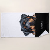 Peaking rottweiler hond grappig schattig hond eige strandlaken (Voorkant)