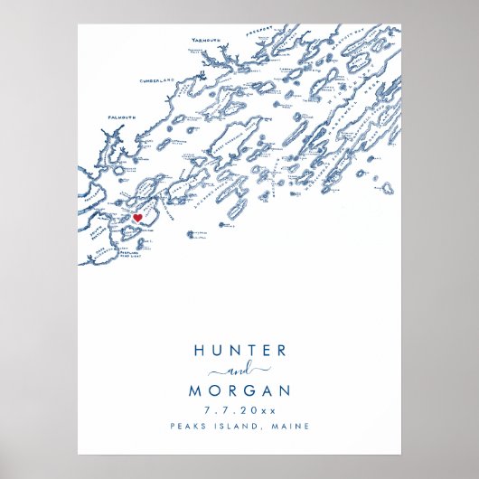 Peaks Island Bruiloft Modern Gastenboek Poster (Voorkant)