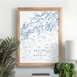 Peaks Island Bruiloft Modern Gastenboek Poster
