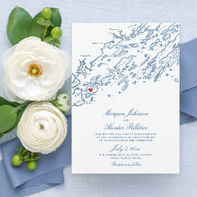 Peaks Island Casco Bay Elegant Navy Map Wedding