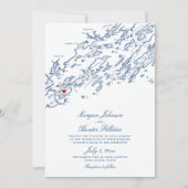 Peaks Island Casco Bay Elegant Navy Map Wedding Kaart (Voorkant)