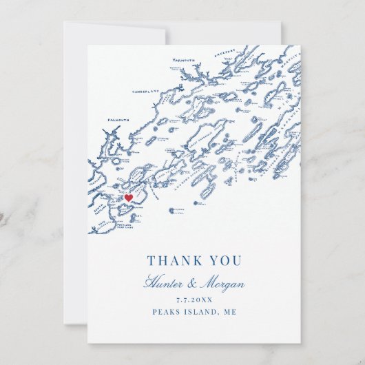 Peaks Island Maine Bruiloft Flat Bedankkaart (Voorkant)