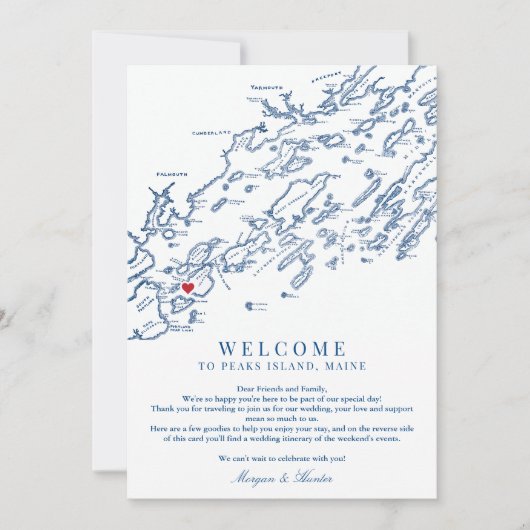 Peaks Island Maine Bruiloft Welkomstroute Bedankkaart (Voorkant)