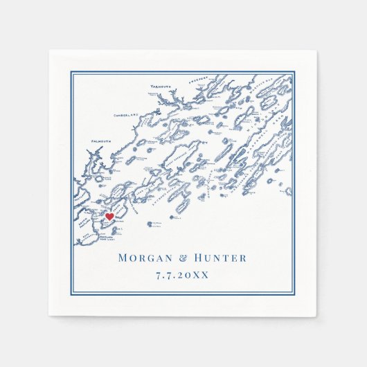 Peaks Island Maine Casco Bay Map Elegant Wedding Servet (Voorkant)