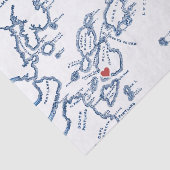 Peaks Island Maine Casco Kaart Elegante Marine Bla Tissuepapier (Detail)