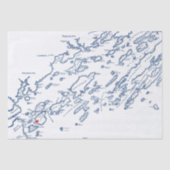 Peaks Island Maine Casco Kaart Elegante Marine Bla Tissuepapier (Voorkant)