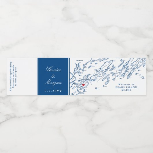 Peaks Island Maine Wedding Waterfles Etiket (Enkel label)