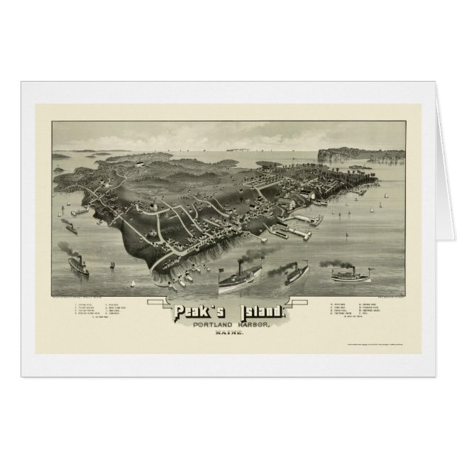 Peak's Island, ME Panoramic Map - 1886 (Voorkant Horizontaal)