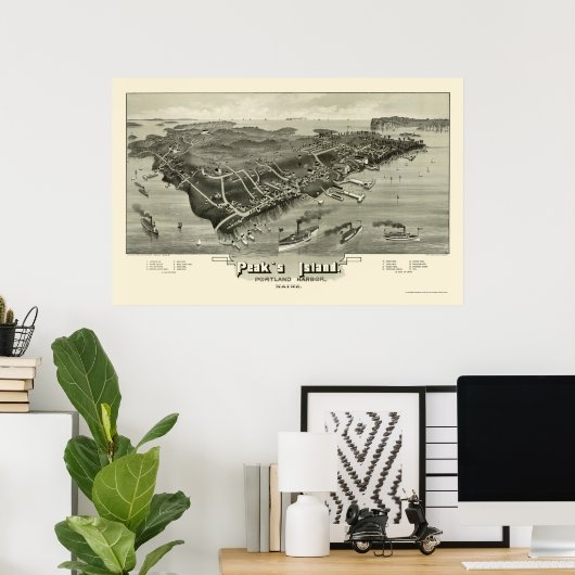 Peak's Island, ME Panoramic Map - 1886 Poster (Thuiskantoor)