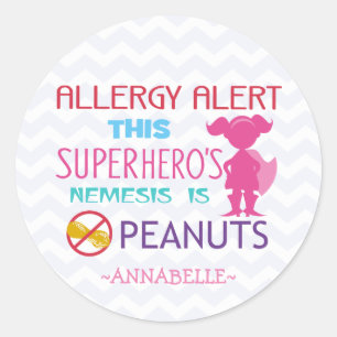 Peanut Allergie Alert Superhero Meisje Stickers
