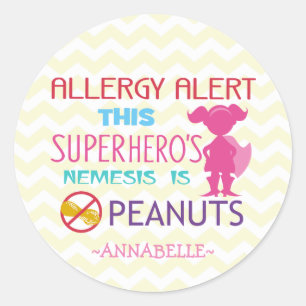 Peanut Allergie Alert Superhero Meisje Stickers